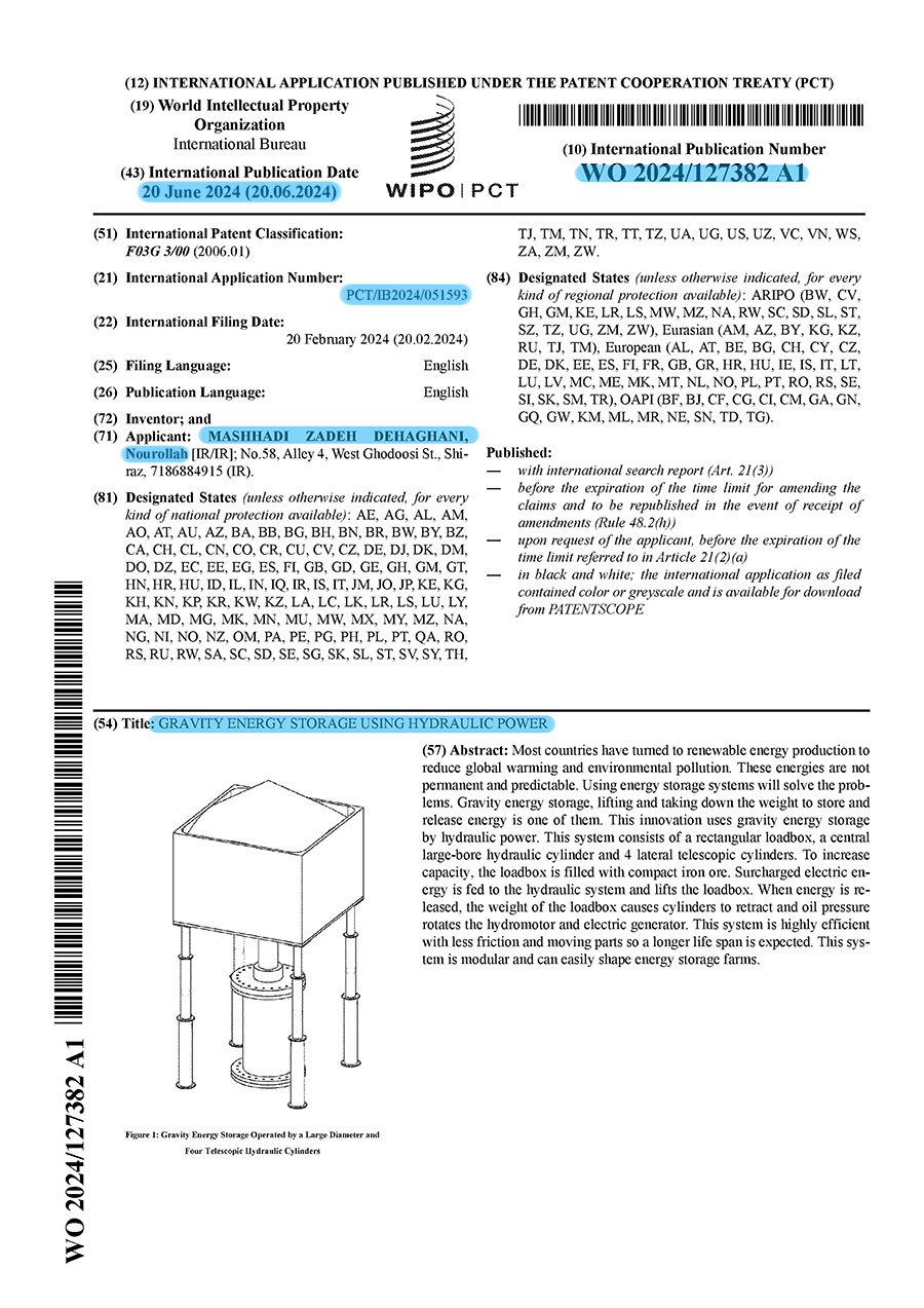Gravity Energy Storage Using Hydraulic Power
